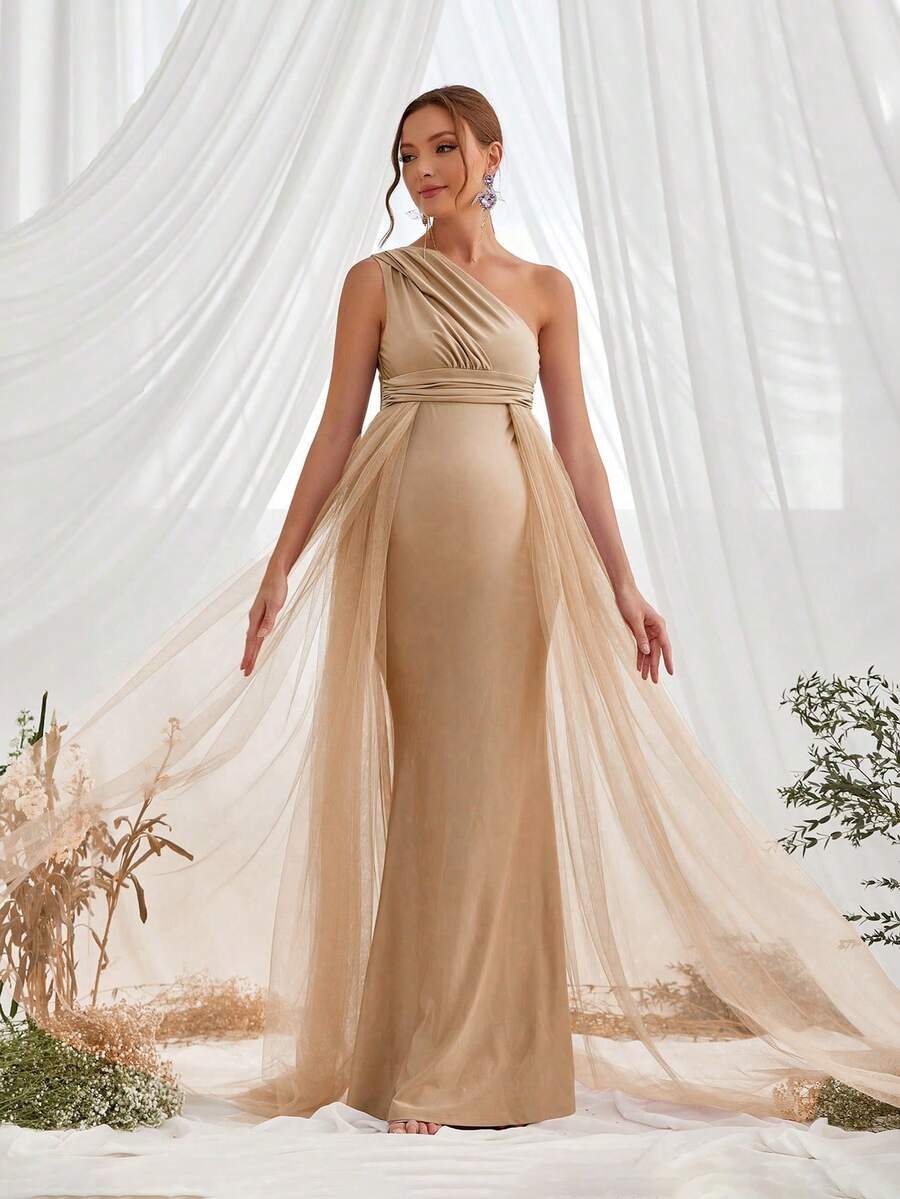 Renta Vestido Maternidad Clásico Elegante Arena Modelo 28