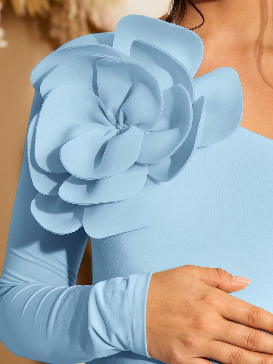 Renta Vestido Maternidad Clásico Elegante Azul Modelo 32 - Image 7