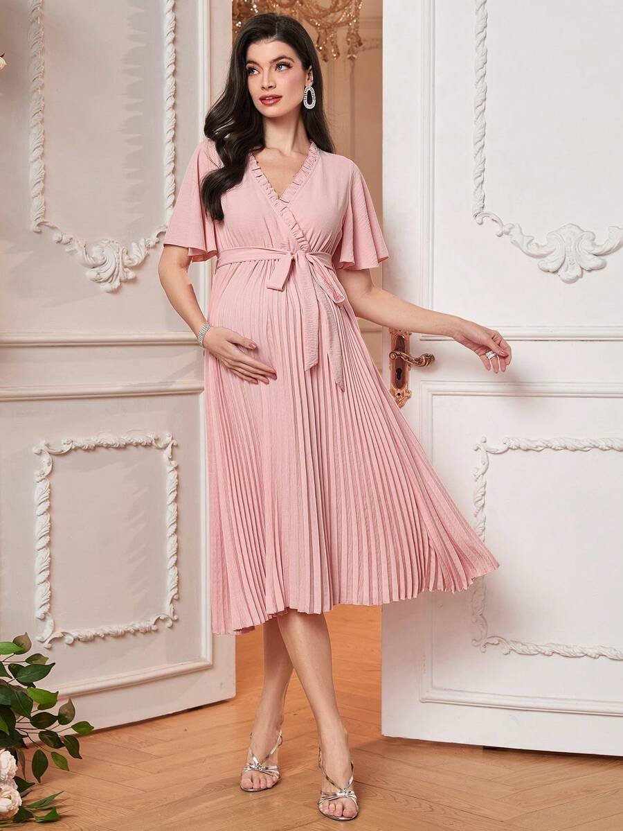 Renta Vestido Maternidad Clásico Elegante  Rosa  Modelo 35 - Image 6