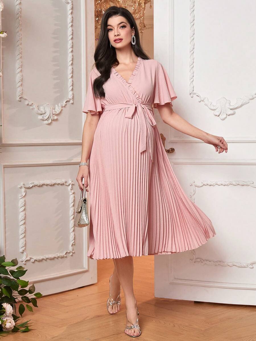 Renta Vestido Maternidad Clásico Elegante  Rosa  Modelo 35 - Image 7