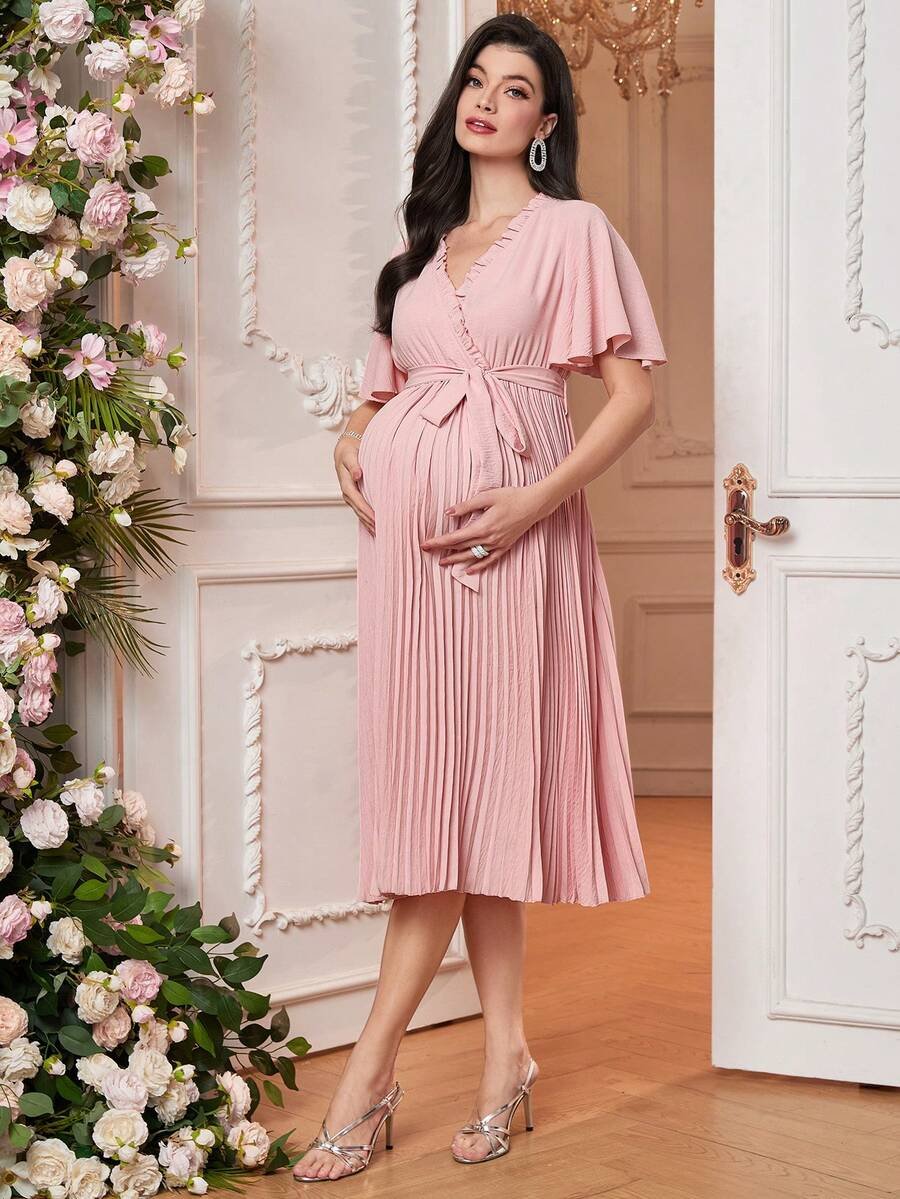 Renta Vestido Maternidad Clásico Elegante  Rosa  Modelo 35 - Image 8