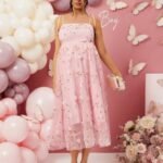 Renta Vestido Maternidad Clásico Elegante  Rosa  Modelo 33