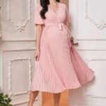 Renta Vestido Maternidad Clásico Elegante  Rosa  Modelo 35