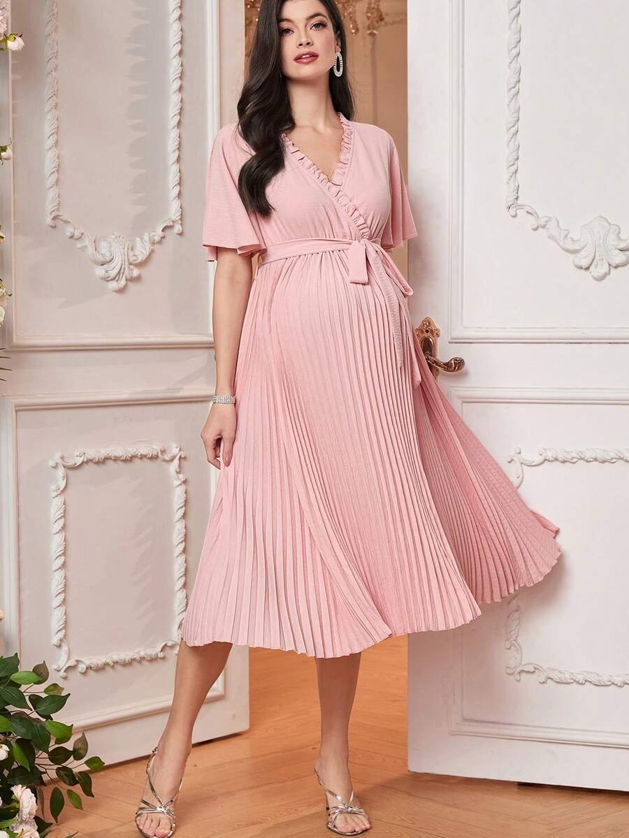 Renta Vestido Maternidad Clásico Elegante  Rosa  Modelo 35