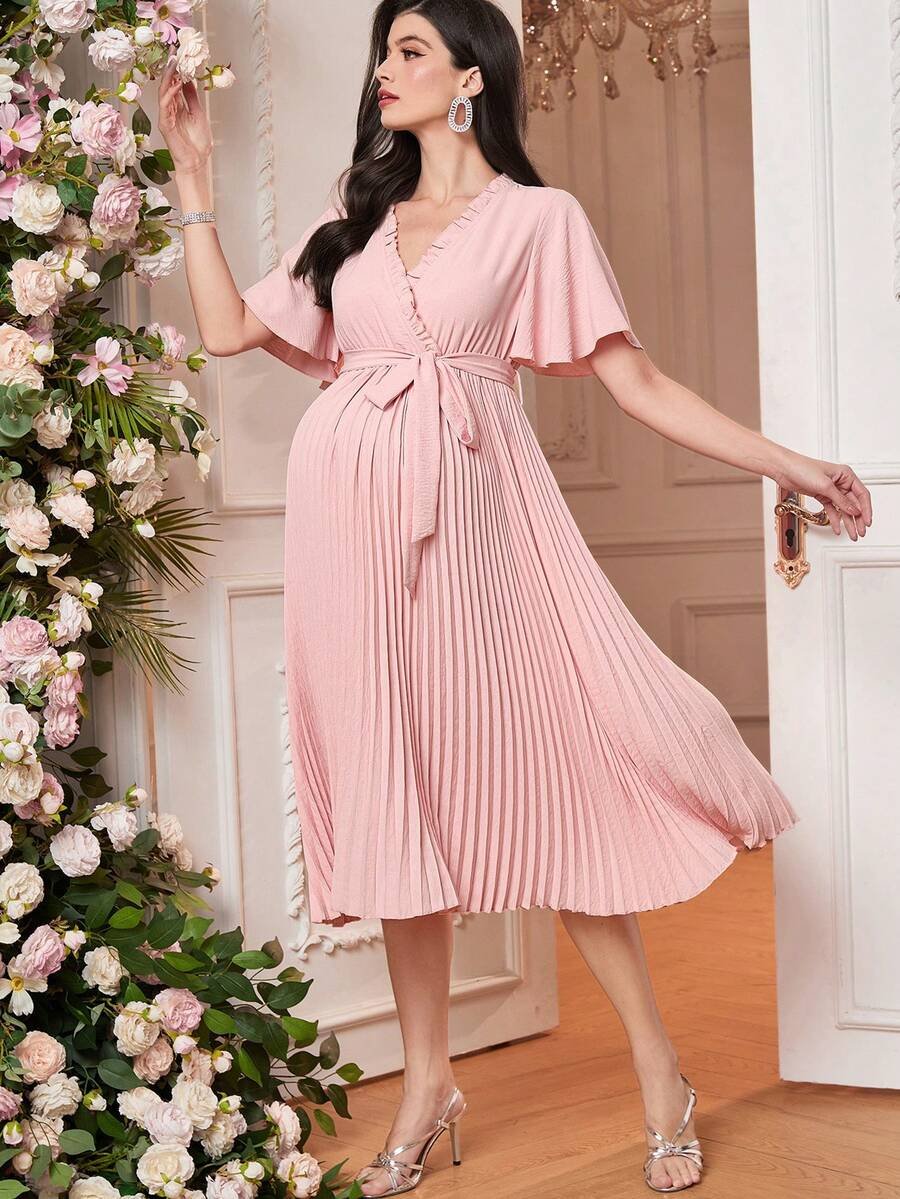 Renta Vestido Maternidad Clásico Elegante  Rosa  Modelo 35 - Image 3