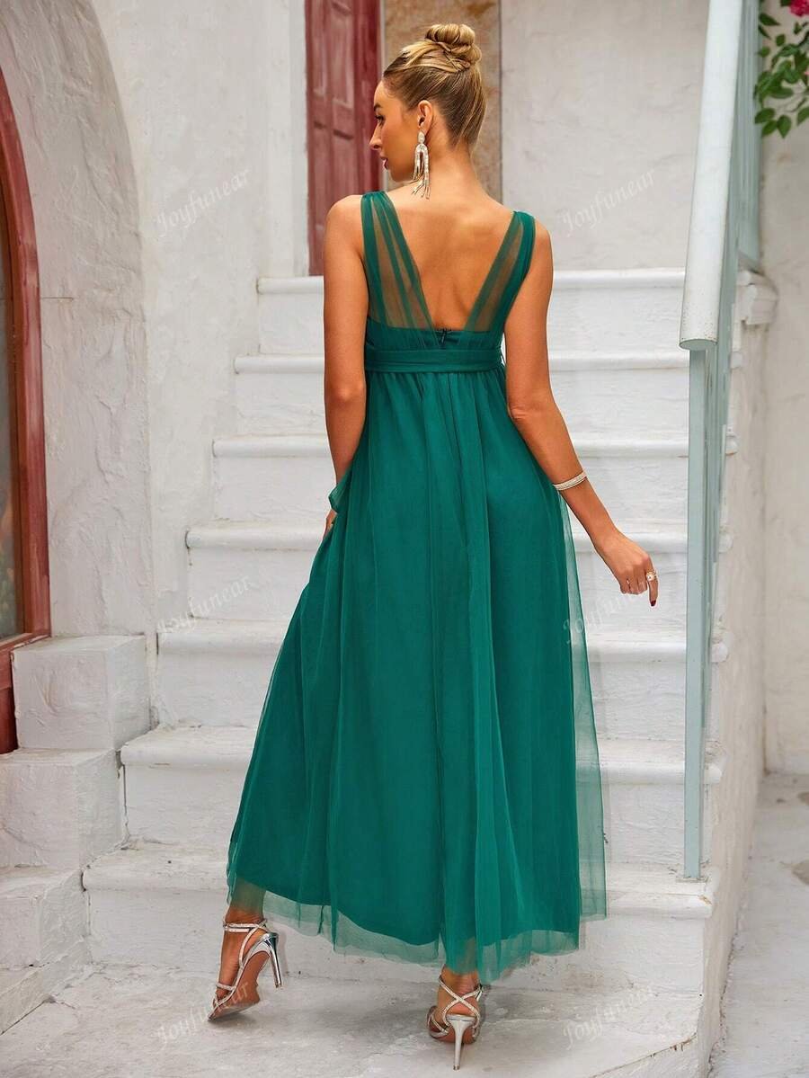 Renta Vestido Maternidad Fiesta Elegante Verde Bandera Modelo 40 - Image 7