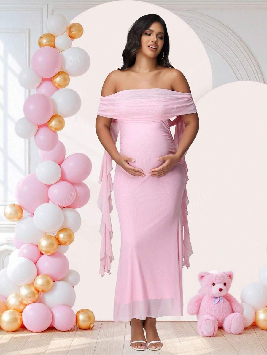 Renta Vestido Maternidad Clásico Elegante Rosa Modelo 25
