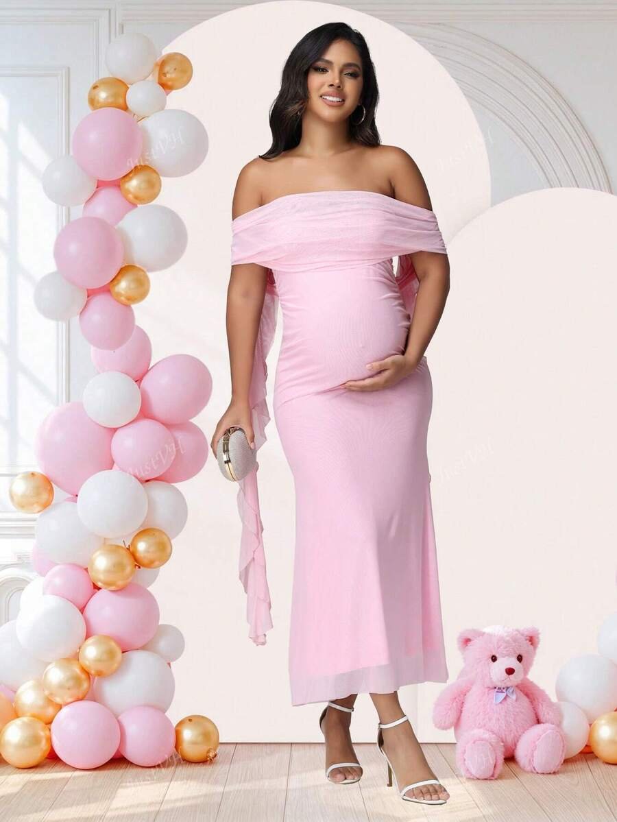 Renta Vestido Maternidad Clásico Elegante Rosa Modelo 25 - Image 6