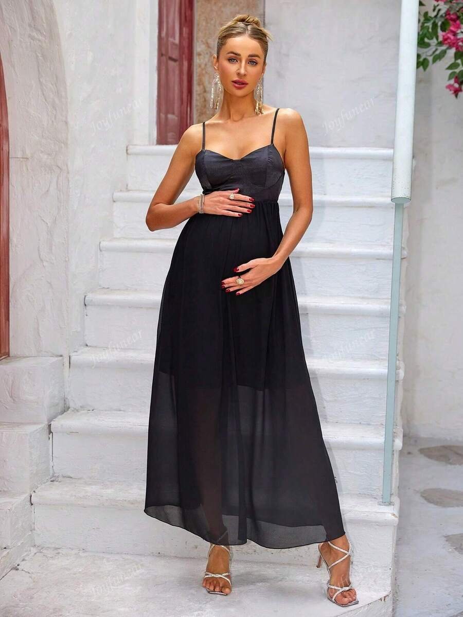 Renta Vestido Maternidad Fiesta Elegante Negro Modelo 39