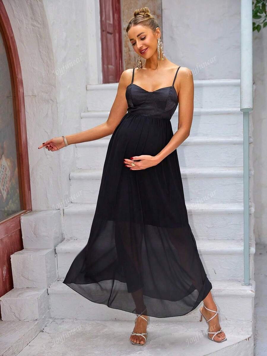 Renta Vestido Maternidad Fiesta Elegante Negro Modelo 39 - Image 4