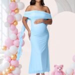 Renta Vestido Maternidad Clásico Elegante Azul Modelo 25
