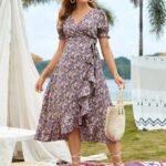 Renta de Vestido de Maternidad Lila Floreado Modelo 48