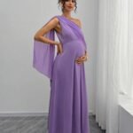 Renta Vestido Maternidad Clásico Elegante Lila Modelo 58