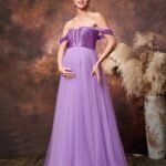 Renta Vestido Maternidad Clásico Elegante Lila Modelo 54